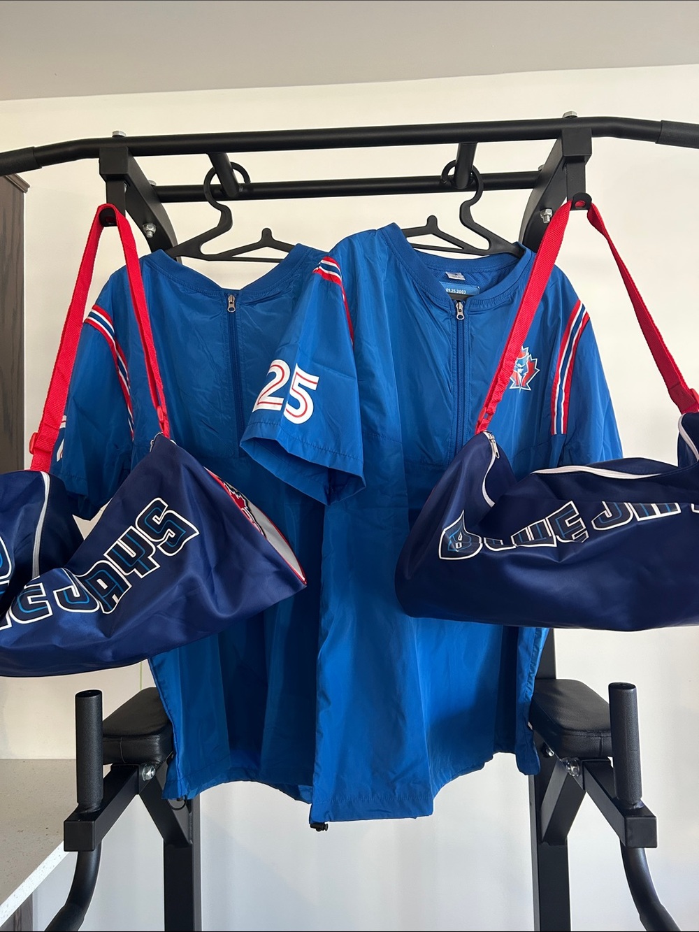 Blue Jays retro bags and windbreakers